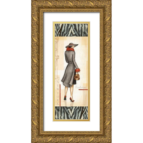New York Fashion Gold Ornate Wood Framed Art Print with Double Matting by Laliberte, Andrea