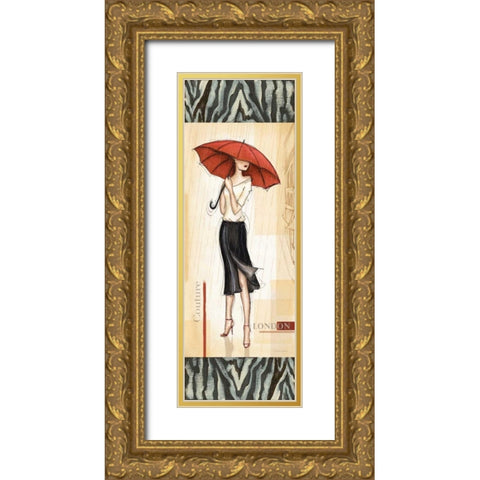 London Fashion Gold Ornate Wood Framed Art Print with Double Matting by Laliberte, Andrea