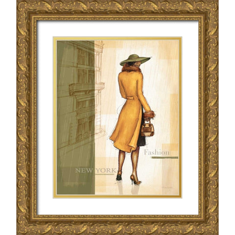 Golden Rain New York Gold Ornate Wood Framed Art Print with Double Matting by Laliberte, Andrea
