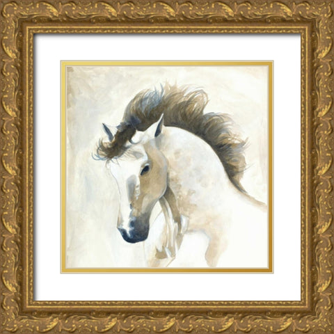 Horse II Gold Ornate Wood Framed Art Print with Double Matting by Laurencon