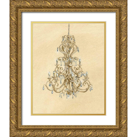 Elegant Chandelier I Gold Ornate Wood Framed Art Print with Double Matting by Laurencon