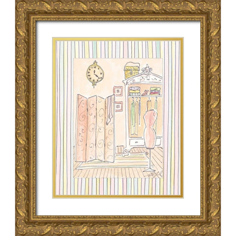 Powder Room II Gold Ornate Wood Framed Art Print with Double Matting by Leal, Steve