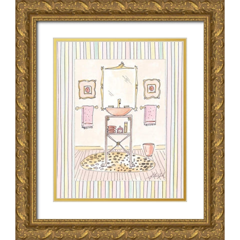 Powder Room III Gold Ornate Wood Framed Art Print with Double Matting by Leal, Steve