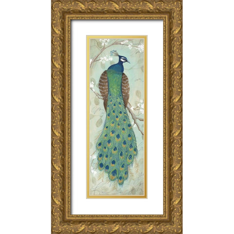 Peacock I Gold Ornate Wood Framed Art Print with Double Matting by Leal, Steve
