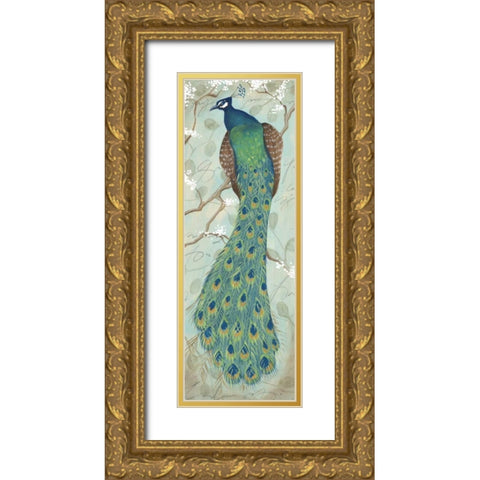 Peacock II Gold Ornate Wood Framed Art Print with Double Matting by Leal, Steve