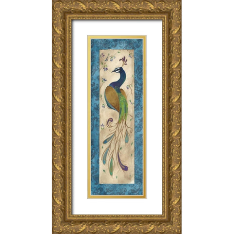 Peacock IV Gold Ornate Wood Framed Art Print with Double Matting by Leal, Steve
