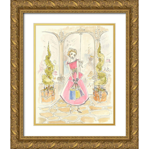 Boutique Shopping II Gold Ornate Wood Framed Art Print with Double Matting by Leal, Steve