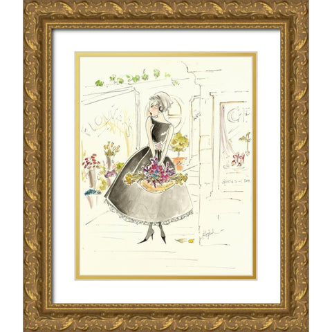 Flower Shopping Gold Ornate Wood Framed Art Print with Double Matting by Leal, Steve