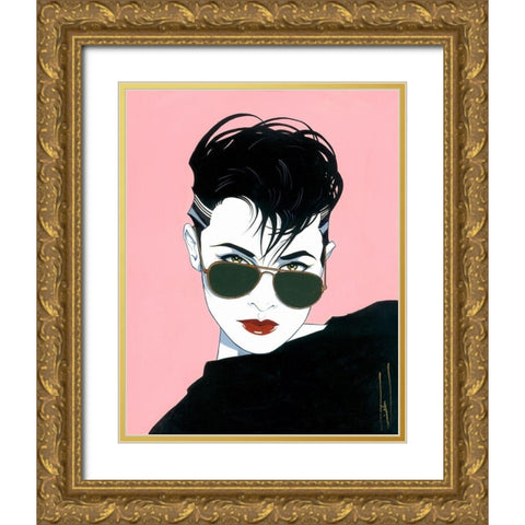 Kim Gold Ornate Wood Framed Art Print with Double Matting by Leal, Steve