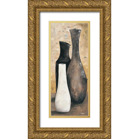 Anthracite I Gold Ornate Wood Framed Art Print with Double Matting by Linza, Loretta