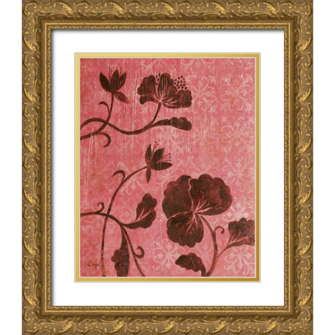 La Vie en Rose I Gold Ornate Wood Framed Art Print with Double Matting by Linza, Loretta