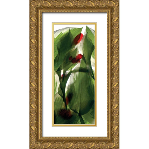 Hosta Begonia Window Gold Ornate Wood Framed Art Print with Double Matting by McLemore, Julia