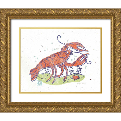 Rustic Lobster Gold Ornate Wood Framed Art Print with Double Matting by McCollum, Sudi