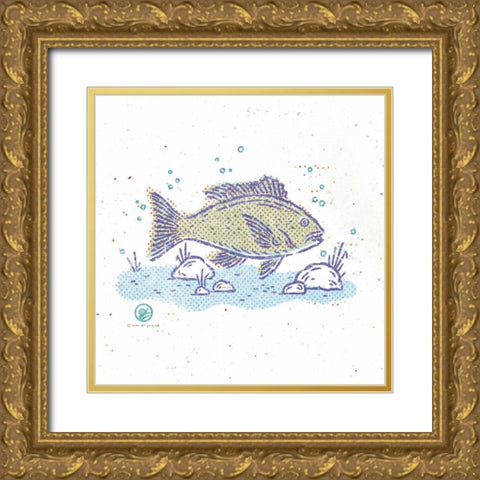 Rustic Fish I Gold Ornate Wood Framed Art Print with Double Matting by McCollum, Sudi