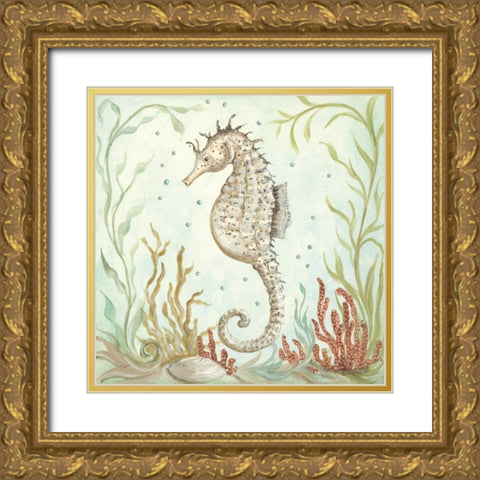 Seahorse III Gold Ornate Wood Framed Art Print with Double Matting by McRostie, Kate
