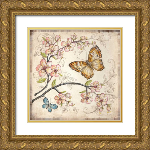 Le Jardin Butterfly II Gold Ornate Wood Framed Art Print with Double Matting by McRostie, Kate