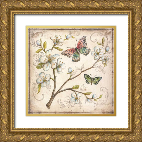 Le Jardin Butterfly III Gold Ornate Wood Framed Art Print with Double Matting by McRostie, Kate