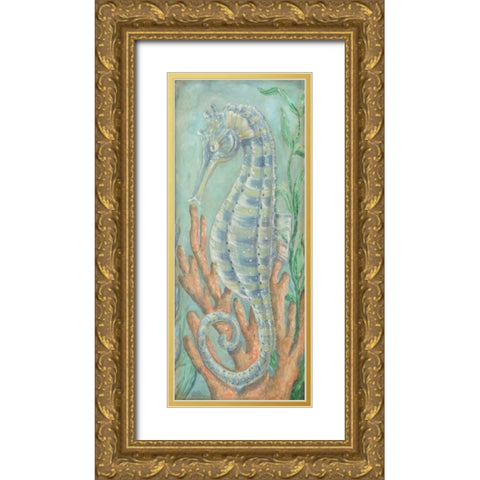 Santorini Seahorse II Gold Ornate Wood Framed Art Print with Double Matting by McRostie, Kate