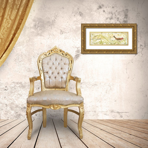 Eco Finch Gold Ornate Wood Framed Art Print with Double Matting by McRostie, Kate