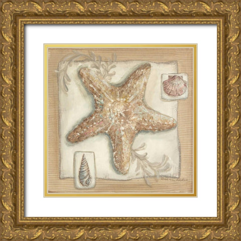 Sandy Starfish Gold Ornate Wood Framed Art Print with Double Matting by McRostie, Kate