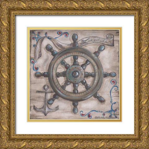 Whale Watch Wheel Gold Ornate Wood Framed Art Print with Double Matting by McRostie, Kate