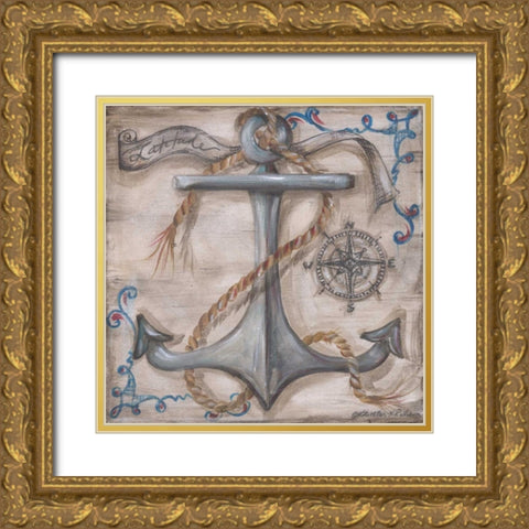 Whale Watch Anchor Gold Ornate Wood Framed Art Print with Double Matting by McRostie, Kate