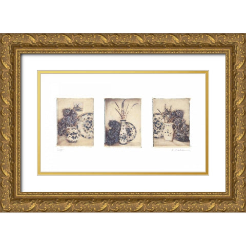 Delft Gold Ornate Wood Framed Art Print with Double Matting by Melious, Amy