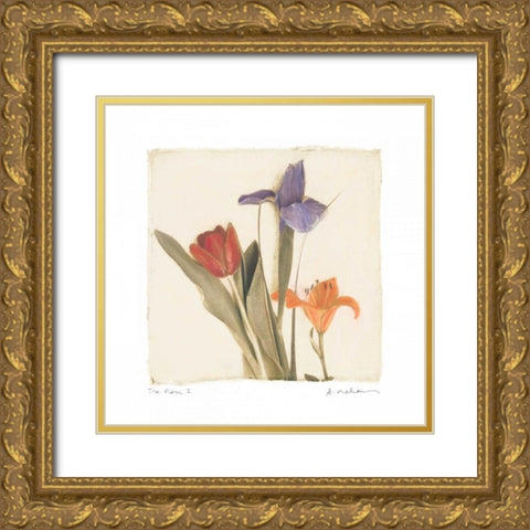 Tre Fiori I Gold Ornate Wood Framed Art Print with Double Matting by Melious, Amy