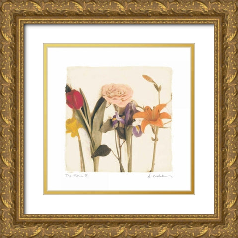 Tre Fiori IV Gold Ornate Wood Framed Art Print with Double Matting by Melious, Amy