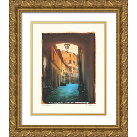 Italian Lane II Gold Ornate Wood Framed Art Print with Double Matting by Melious, Amy