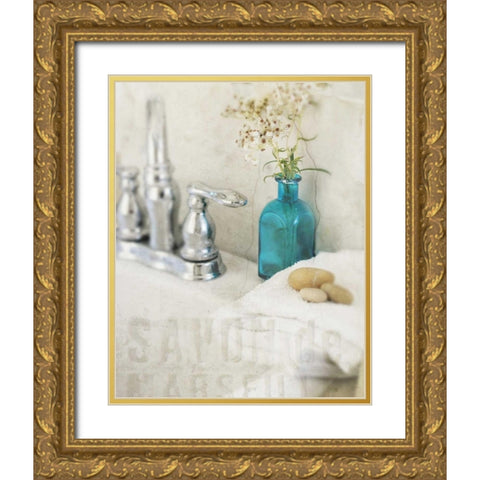 Bath II Gold Ornate Wood Framed Art Print with Double Matting by Melious, Amy