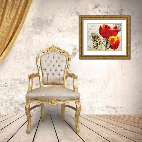 Carte Postale Tulip II Gold Ornate Wood Framed Art Print with Double Matting by Melious, Amy