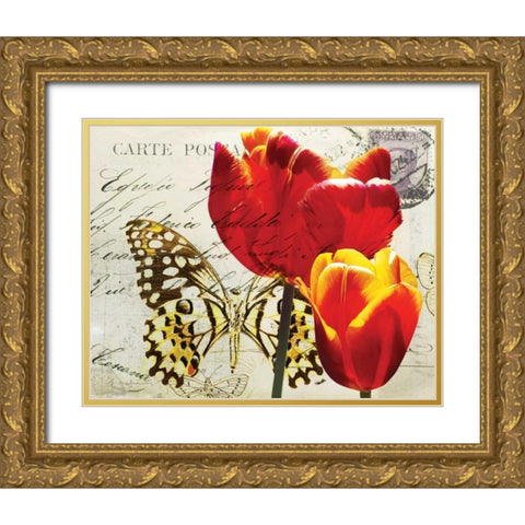 Carte Postale Tulip II Gold Ornate Wood Framed Art Print with Double Matting by Melious, Amy