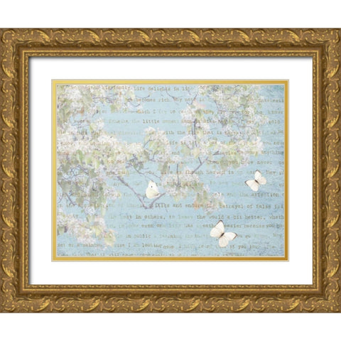 Blossoms and Butterflies I Gold Ornate Wood Framed Art Print with Double Matting by Melious, Amy