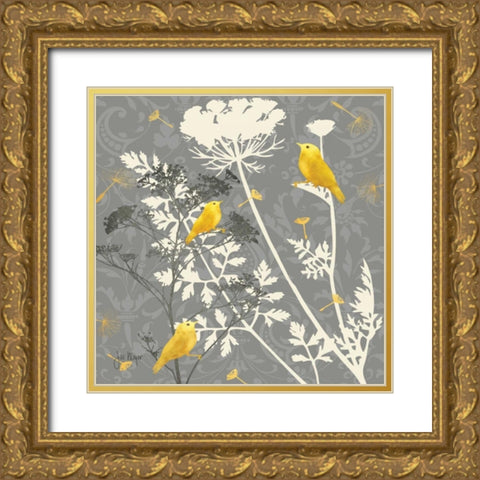 Gray Meadow Lace I Gold Ornate Wood Framed Art Print with Double Matting by Meyer, Jill
