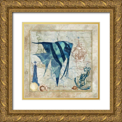 Nautical Fish I Gold Ornate Wood Framed Art Print with Double Matting by Meyer, Jill