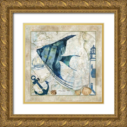 Nautical Fish II Gold Ornate Wood Framed Art Print with Double Matting by Meyer, Jill