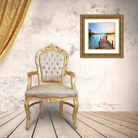 Pier Review II Gold Ornate Wood Framed Art Print with Double Matting by Meyer, Jill