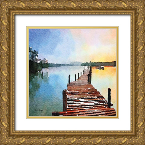 Pier Review II Gold Ornate Wood Framed Art Print with Double Matting by Meyer, Jill