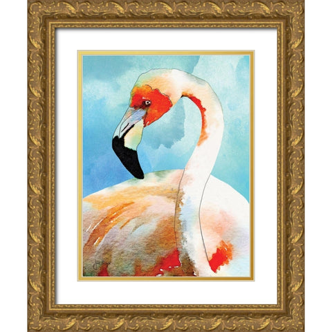 Amazing Flamingos II Gold Ornate Wood Framed Art Print with Double Matting by Meyer, Jill