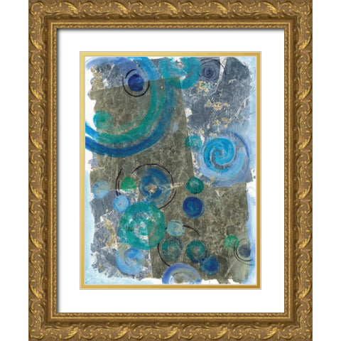 Peacock Swirl I Gold Ornate Wood Framed Art Print with Double Matting by Ferry, Margaret