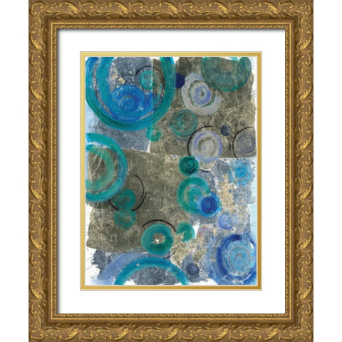 Peacock Swirl II Gold Ornate Wood Framed Art Print with Double Matting by Ferry, Margaret