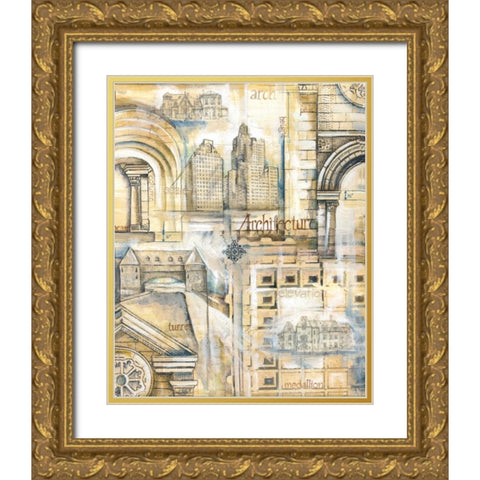 Architectural Remnants Gold Ornate Wood Framed Art Print with Double Matting by Ferry, Margaret