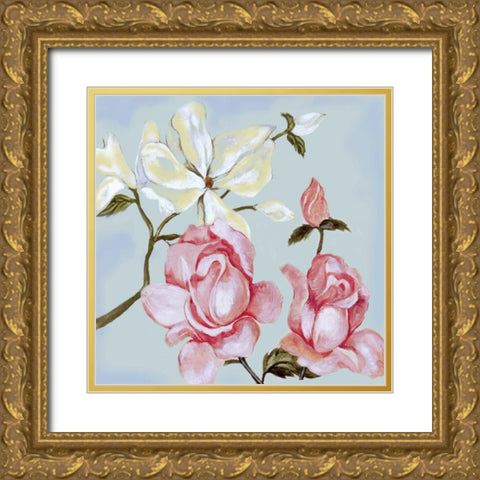 Pastel Floral I Gold Ornate Wood Framed Art Print with Double Matting by Ferry, Margaret