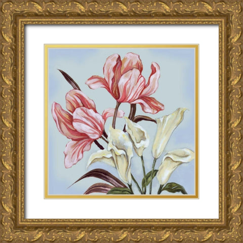 Pastel Floral II Gold Ornate Wood Framed Art Print with Double Matting by Ferry, Margaret