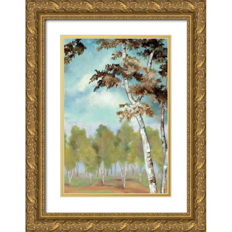 Birch Forest II Gold Ornate Wood Framed Art Print with Double Matting by Ferry, Margaret