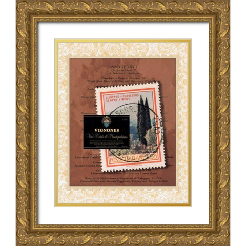 Italian Menu Gold Ornate Wood Framed Art Print with Double Matting by Matla, Jennifer