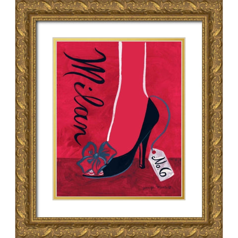 High Heels Milan Gold Ornate Wood Framed Art Print with Double Matting by Matla, Jennifer