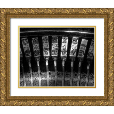 Typewriter Keys Gold Ornate Wood Framed Art Print with Double Matting by McNemar, C. Thomas