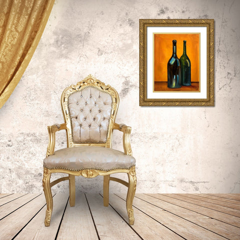 Two Bottles Gold Ornate Wood Framed Art Print with Double Matting by Monahan, Jodi